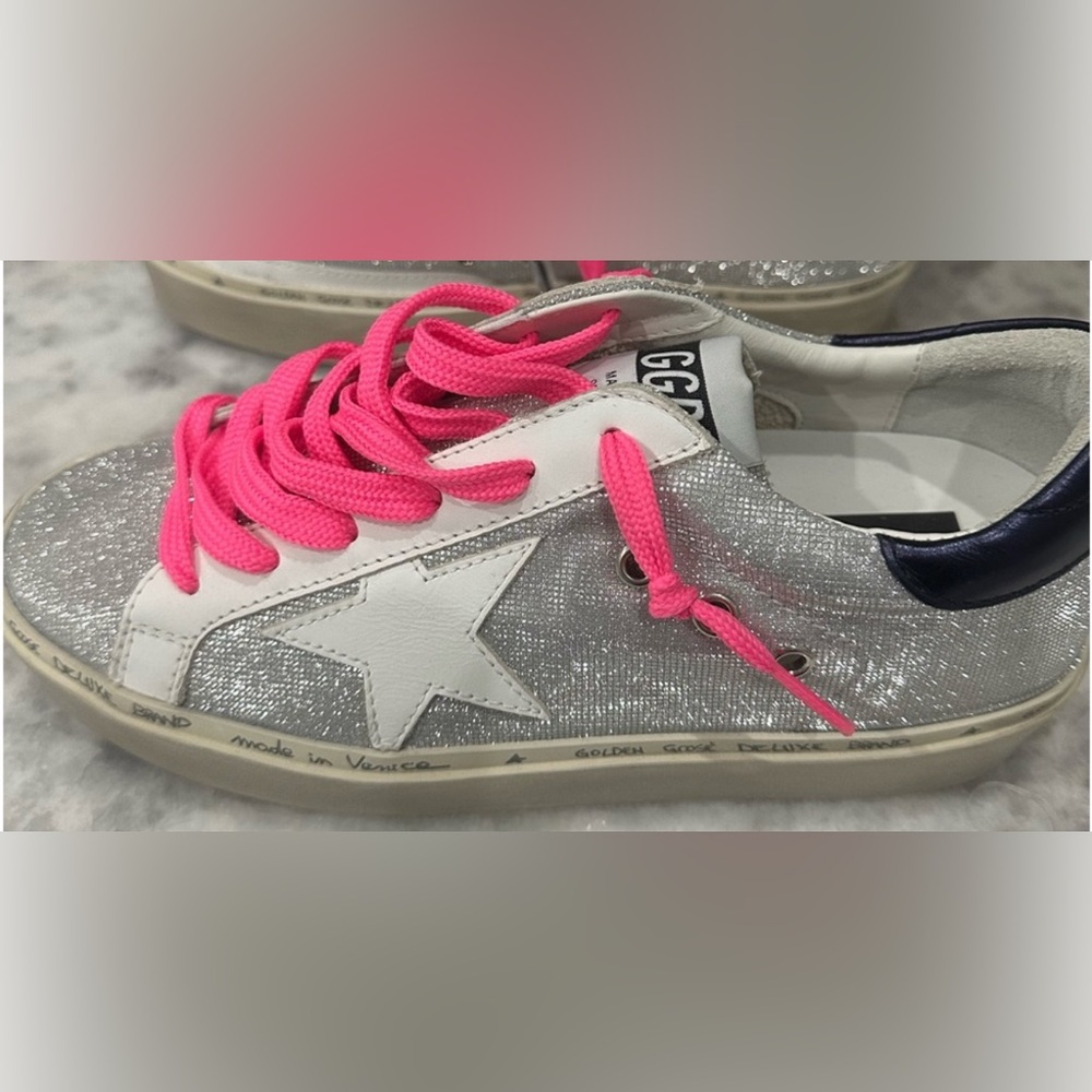 Golden Goose Silver and Pink Fashion Sneakers